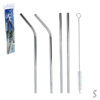 Трубочки для напитков SS и щетка-ёршик 5пр/наб 21.5см