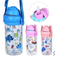 Бутылка-поилка детская с трубочкой/ремешком 430мл