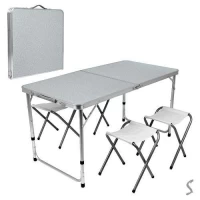 Стол-чемодан (мдф, алюм.каркас, 4 стула) 120*60*70см