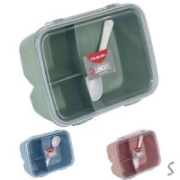 Ланч-бокс (3 секции, ложка) 19*14*7см