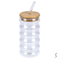 Стакан с бамбуковой крышкой и трубочкой 500мл