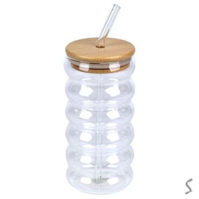 Стакан с бамбуковой крышкой и трубочкой 500мл