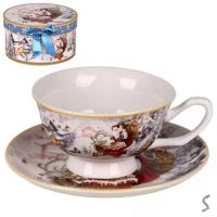 Чашка с блюдцем новогодняяя 