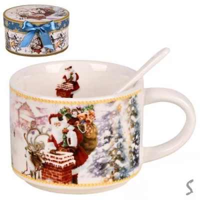 Чашка с ложкой новогодняя "Time for gifts" 280мл Чашка с ложкой новогодняя "Time for gifts" 280мл