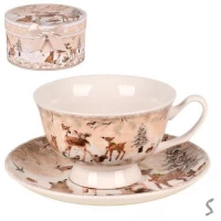 Чашка с блюдцем новогодняяя 