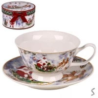 Чашка с блюдцем новогодняяя 