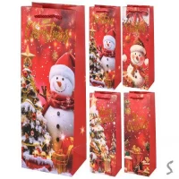 Пакет новогодний бумажный под бутылку 