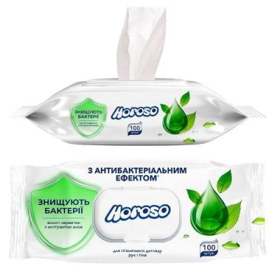 Салфетки влажные с антибактериальным эффектом экстракт алоэ Horoso 100шт/уп