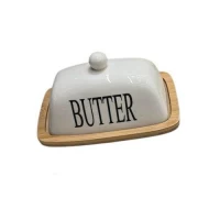 Масленка бамбук с керамической крышкой 18.2*12*9см