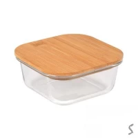 Контейнер стекло с бамбуковой крышкой 