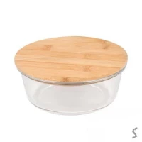 Контейнер стекло с бамбуковой крышкой Контейнер стекло с бамбуковой крышкой