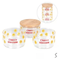 Банка с бамбуковой крышкой 3шт/наб d10см