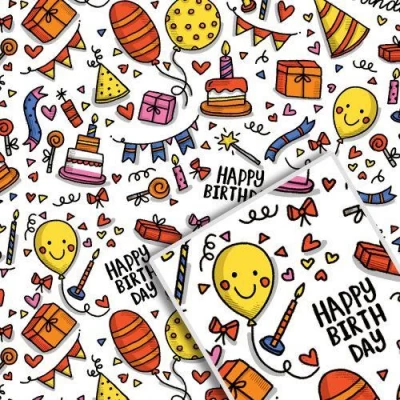 Бумага упаковочная крафт "Шарики на белом" 70*100см 10л/уп