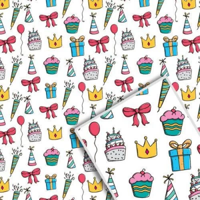 Бумага упаковочная крафт "Праздник на белом" 70*100см 10л/уп