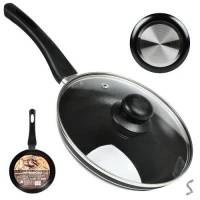 Сковорода антипригар d22см с крышкой стекло