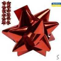 Бант для подарочной упаковки "Металл Красный" 8см 12шт/уп