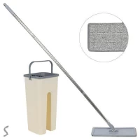 Швабра с ведром 16*18*36см с автоматическим отжимом 1.2м/32*12см (2 смен.насадки)