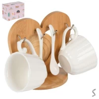 Чайный набор 5пр/наб 200мл (2чашки, 2ложки, подставка)