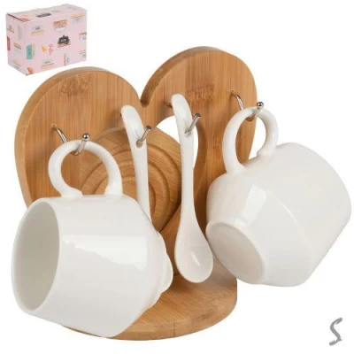 Чайный набор 5пр/наб 200мл (2чашки, 2ложки, подставка)