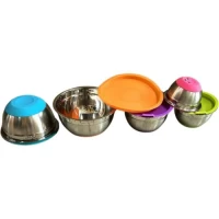 Миска с просиликоненным дном и крышкой SS 