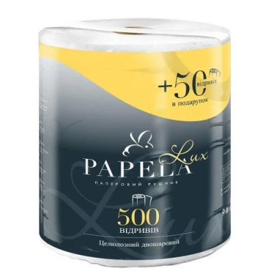 Полотенце бумажное PAPELA 2-х слойное LUX 1рул/уп 22.5см*110м 550отрывов
