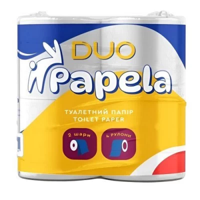 Бумага туалетная PAPELA 2-х слойная Duo 4рул/уп