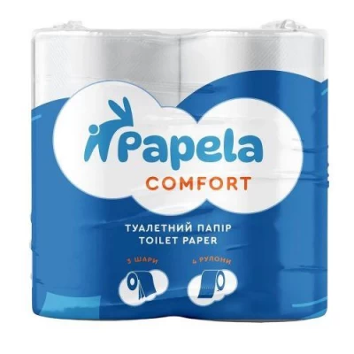 Бумага туалетная PAPELA 3-х слойная Comfort 4рул/уп
