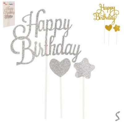 Топпер для торта "Happy Birthday" 5пр/наб 15см Топпер для торта "Happy Birthday" 5пр/наб 15см