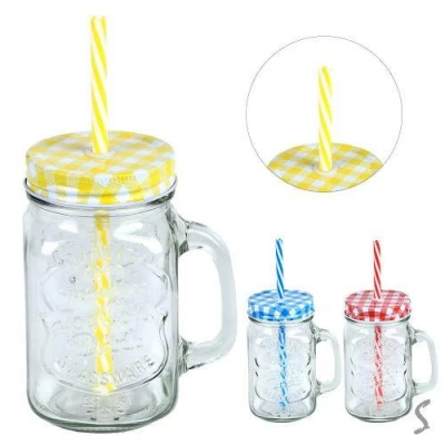 Чашка-банка с закручивающейся крышкой и трубочкой "Quality" 400мл