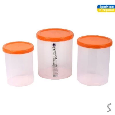 Контейнеры пищевые с резьбой 3пр/наб 1л/1.5л/2л d14*16.5см