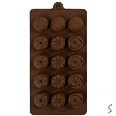 Форма силикон для конфет "Цветы" 15шт/л 20*11*2см