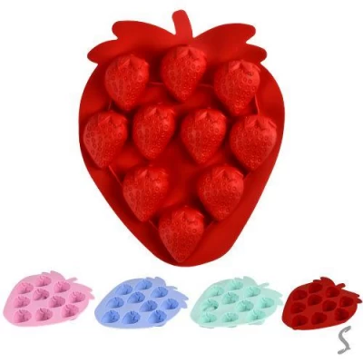 Форма для льда/шоколада/мастики силикон "Клубничка" 10шт/л 19*15.5*2см