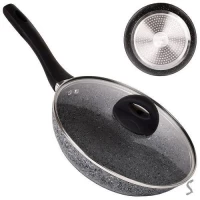 Сковорода лита покриття "Granite" інд.дно з кришкою 24см	