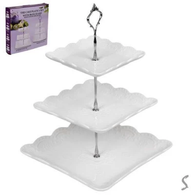 Фруктовница фарфор 3яр "White lace" 6"/8"/10" (15/20/25.5см)