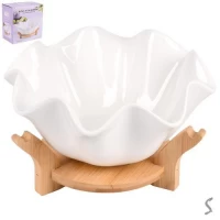 Блюдо фарфор на бамбуковой подставке 