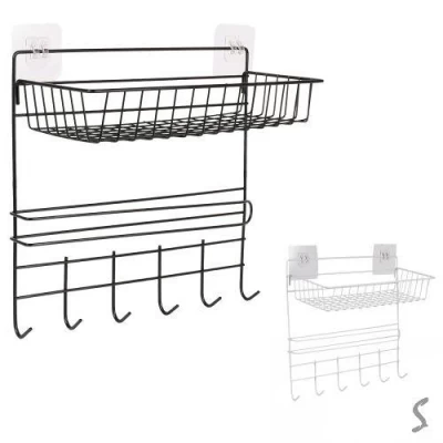 Полка с держателем настенная 2яр 6кр 30*14*29см
