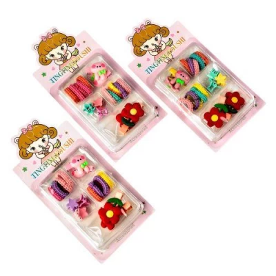 Аксессуары для волос 17пр/наб (10резинок, 2крабика, 4заколки)