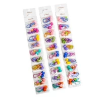 Аксессуары для волос 40пр/наб (10наб по 4пр: 2резинки, 2крабика)