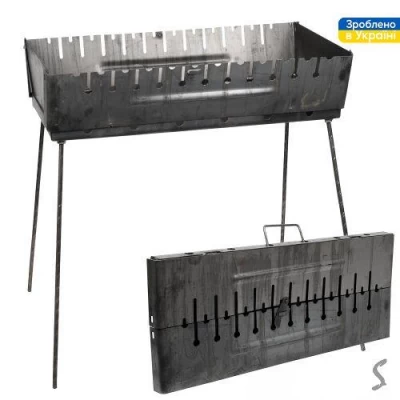 Мангал-чемодан на 12шампуров 67*27*5см (высота ножки 65см)