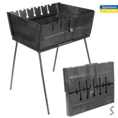 Мангал-чемодан на 6шампуров 37*27*5см (высота ножки 35см)