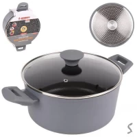 Кастрюля с крышкой литая мрамор 
