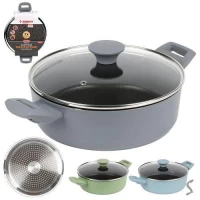 Кастрюля с крышкой литая мрамор 