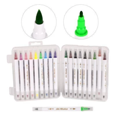 Маркеры двухсторонние белый корпус 18цв