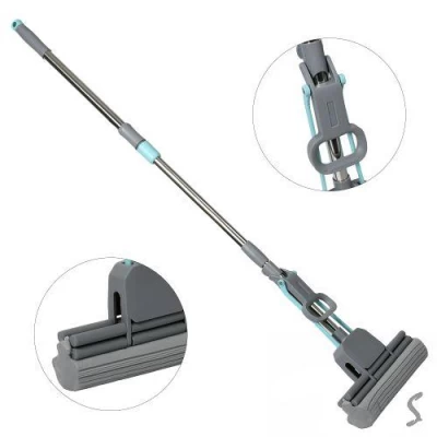 Швабра с двойным отжимом и телескопической ручкой 125*28см Швабра с двойным отжимом и телескопической ручкой 125*28см