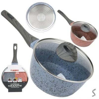 Сотейник с крышкой литой "Granite" инд. дно 16*7.5см