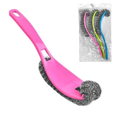 Щетка-мочалка для посуды с ручкой 3шт/уп