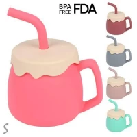 Чашка-поилка силиконовая с трубочкой 