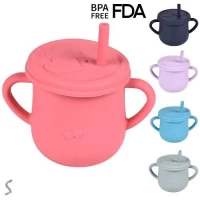 Чашка-поилка силиконовая с трубочкой 11.5*10.5*7.5см