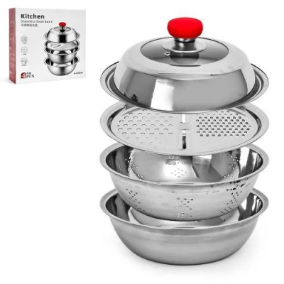 Кухонный набор с крышкой 4пр/наб 26см (терка,сито,миска,крышка) Кухонный набор с крышкой 4пр/наб 26см (терка,сито,миска,крышка)