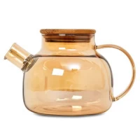 Заварник-графин 1.0л с пружиной-ситом и бамбуковой крышкой